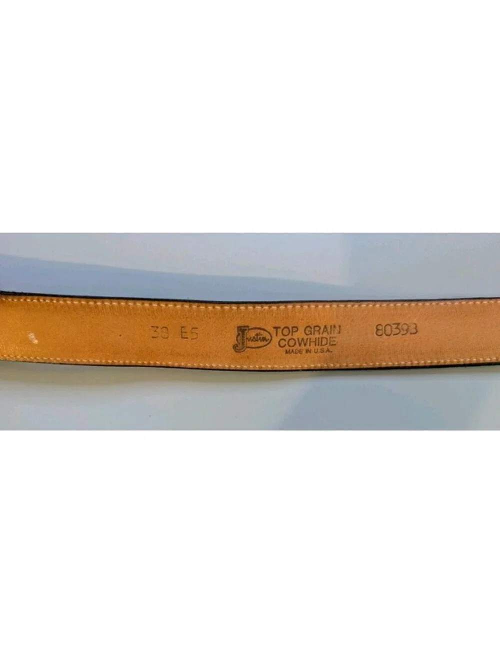 Vintage Justin Top Grain Cowhide Leather Western Belt Strap Made USA 38